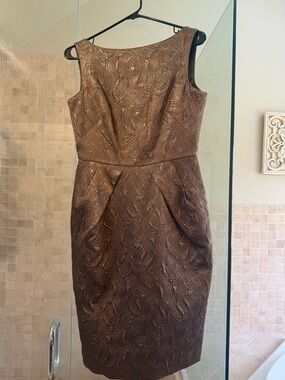 Banana Republic Metallic Brown Textured Midi Dress